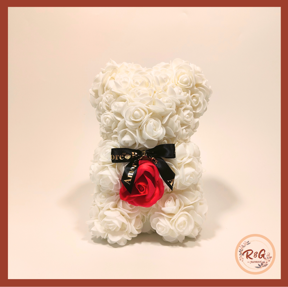 White Rose Bear (25cm)