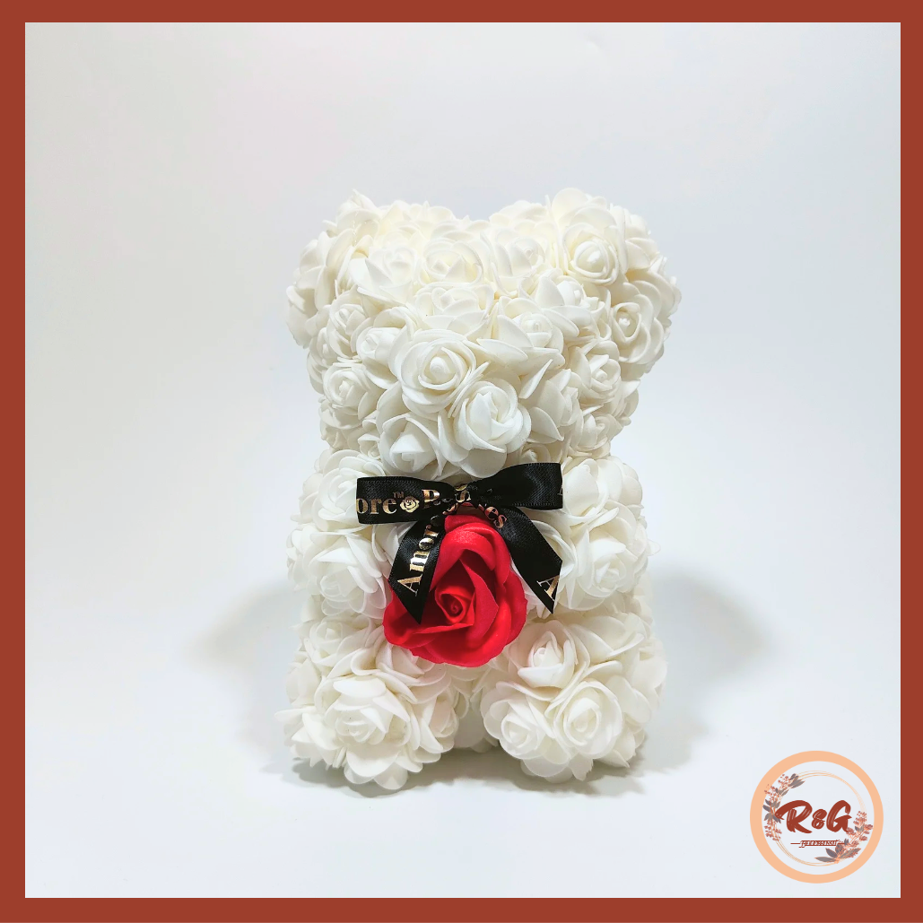 White Rose Bear (25cm)